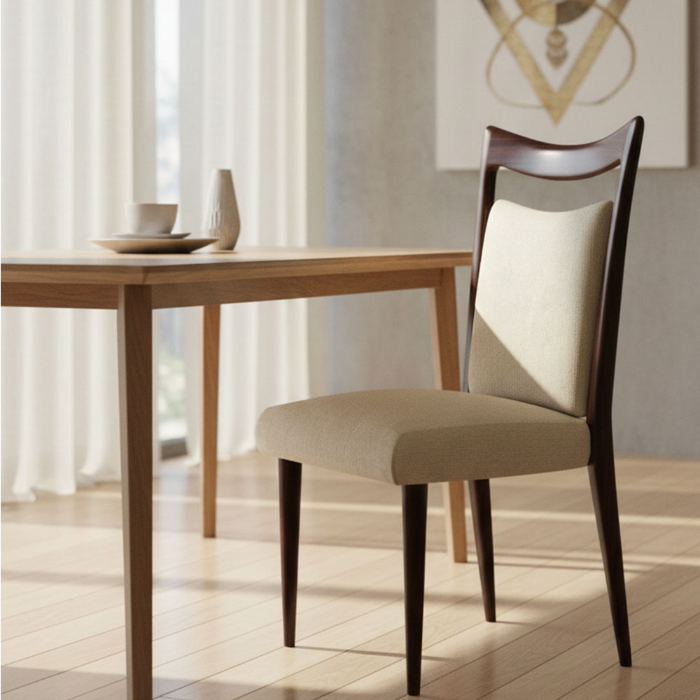 Crown back Dining chair-Beige